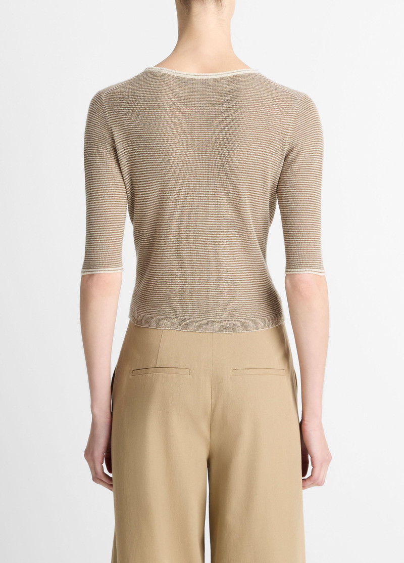 Vince Micro-Stripe Cashmere-Silk Cardigan outlook