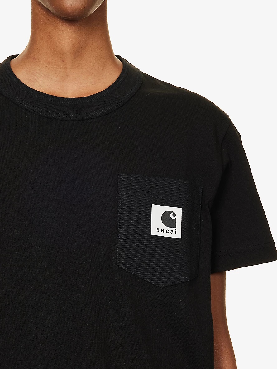 sacai Sacai x Carhartt WIP logo-patch cotton T-shirt | REVERSIBLE