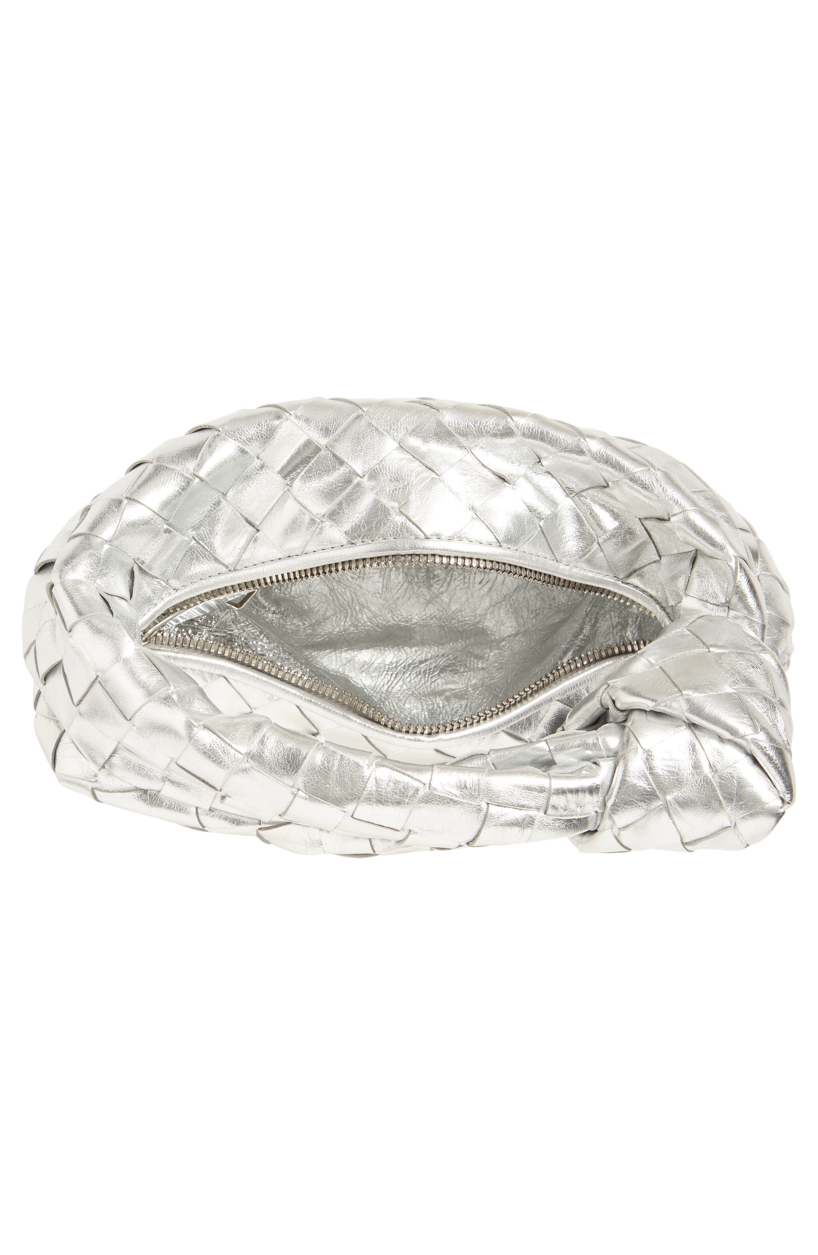 Bottega Veneta Mini Jodie Intrecciato Metallic Leather Top Handle Bag in 8101 Silver- Silver at Nord - 4