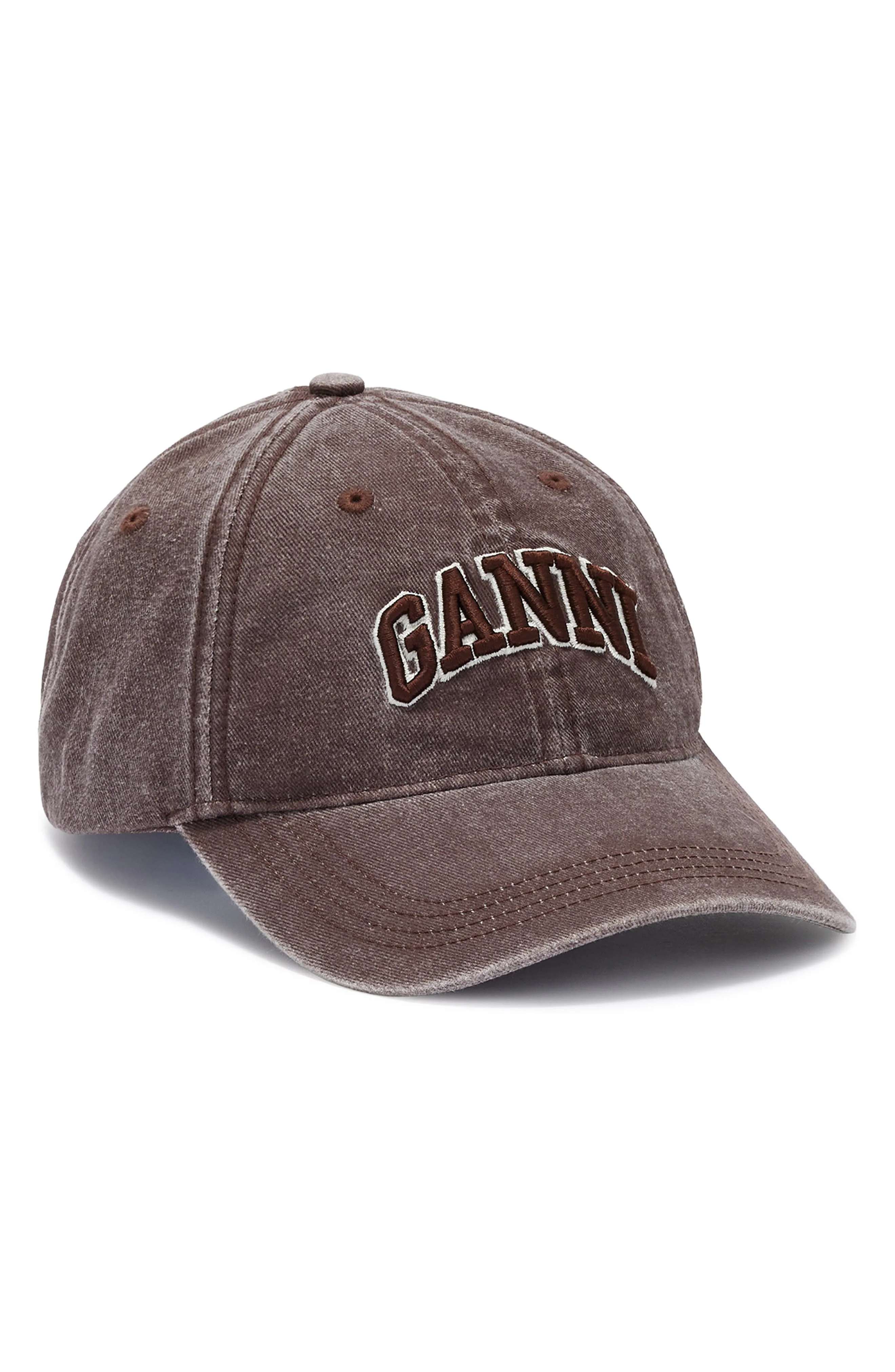 Ganni Washed Organic Cotton Canvas Baseball Cap in Chocolate Plum at Nordstrom - 1