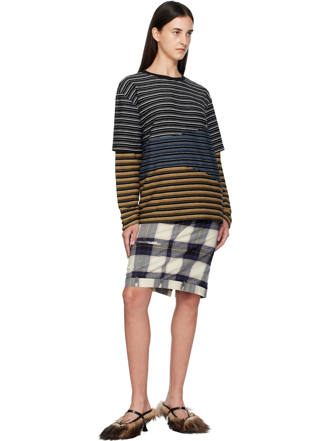 Multicolor Stripe Layered T-shirt - 4