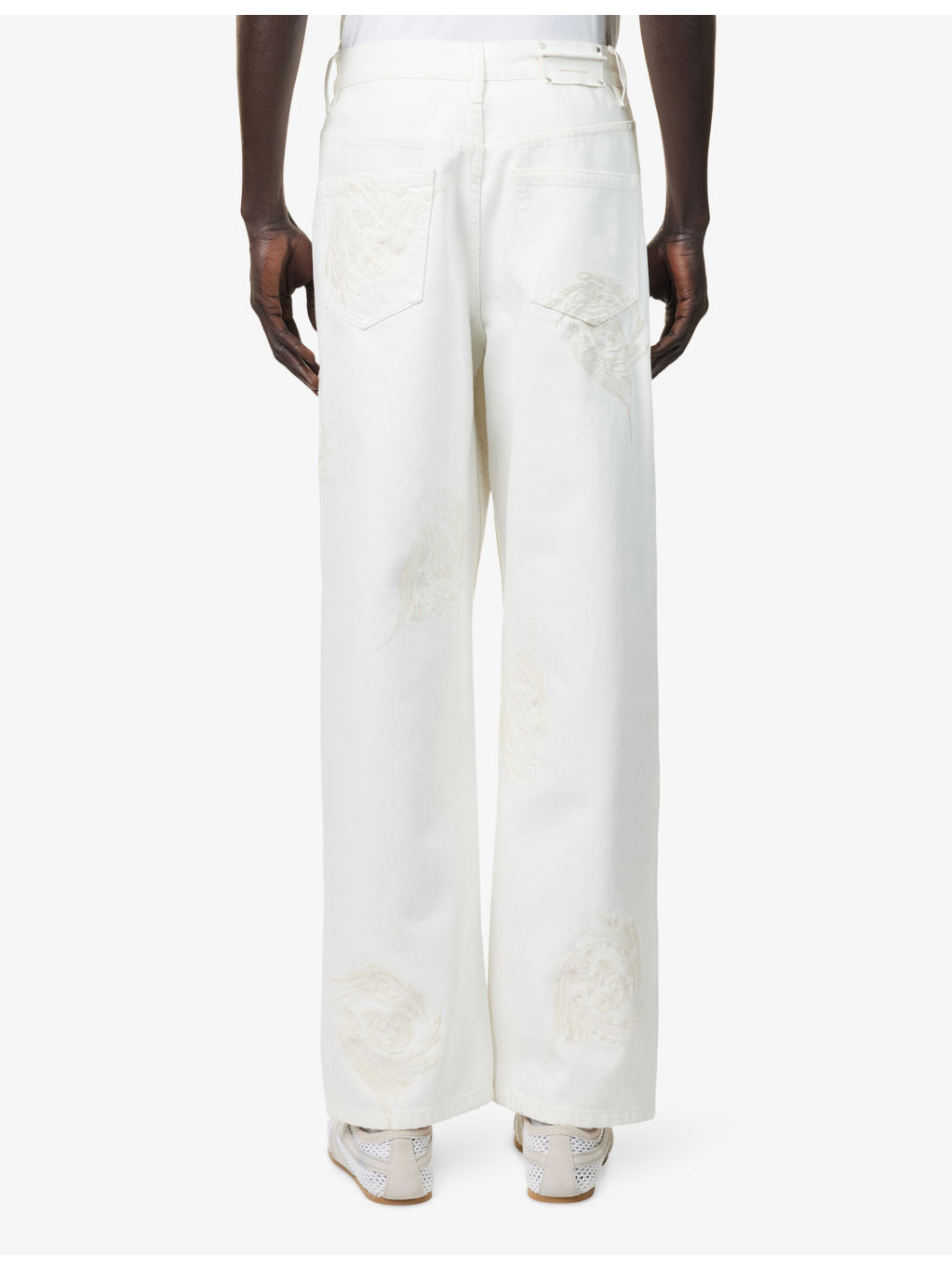 Embroidered Wide-Leg Denim Jeans - 4