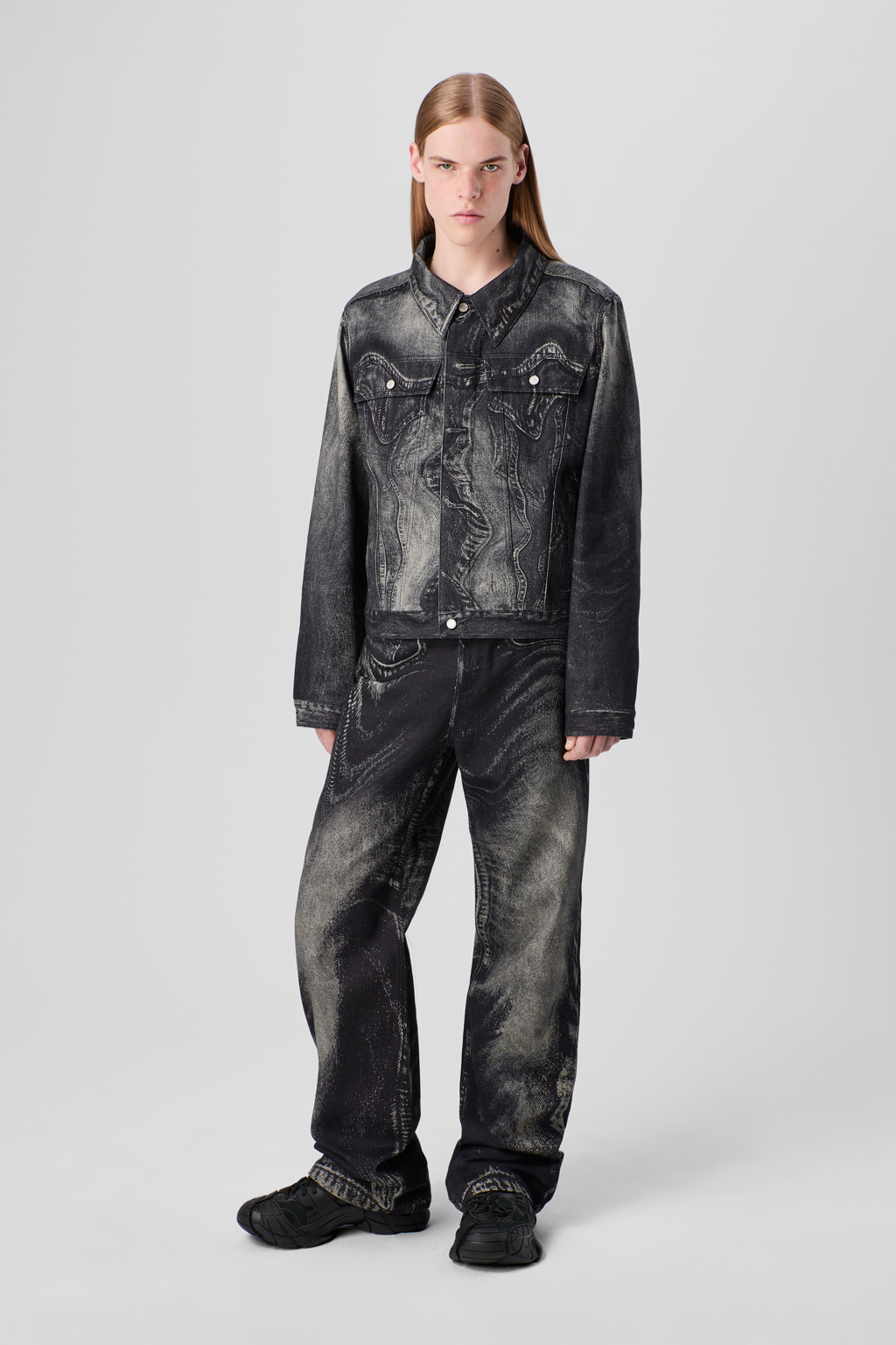 Black-Gray Denim Jacket - 6