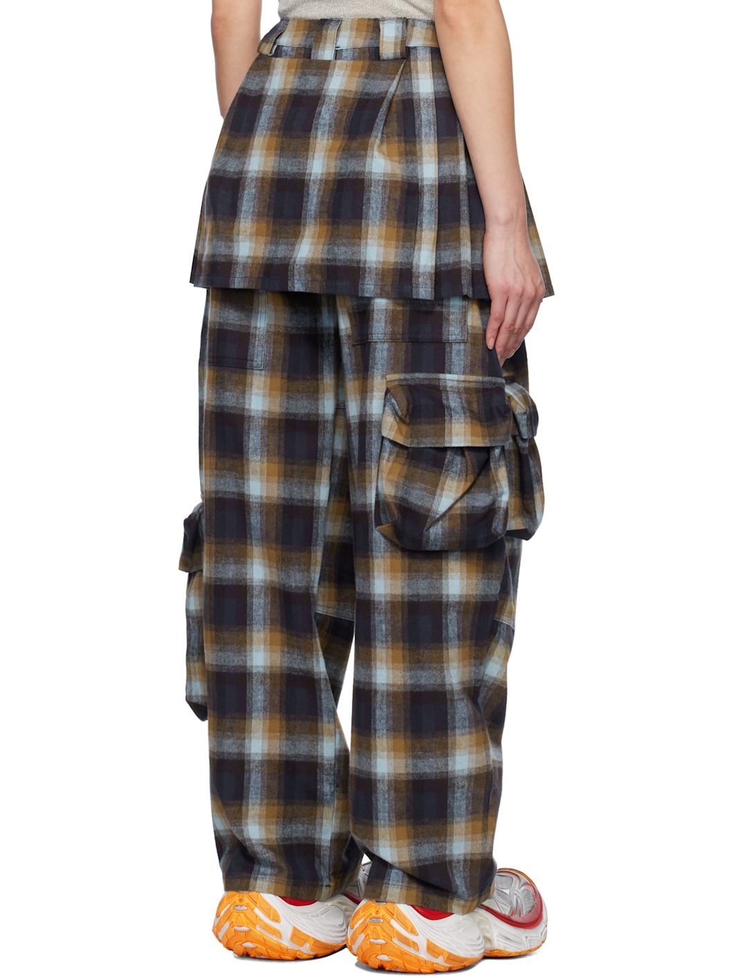 Navy & Brown Lawn Skirt Cargo Pants - 3
