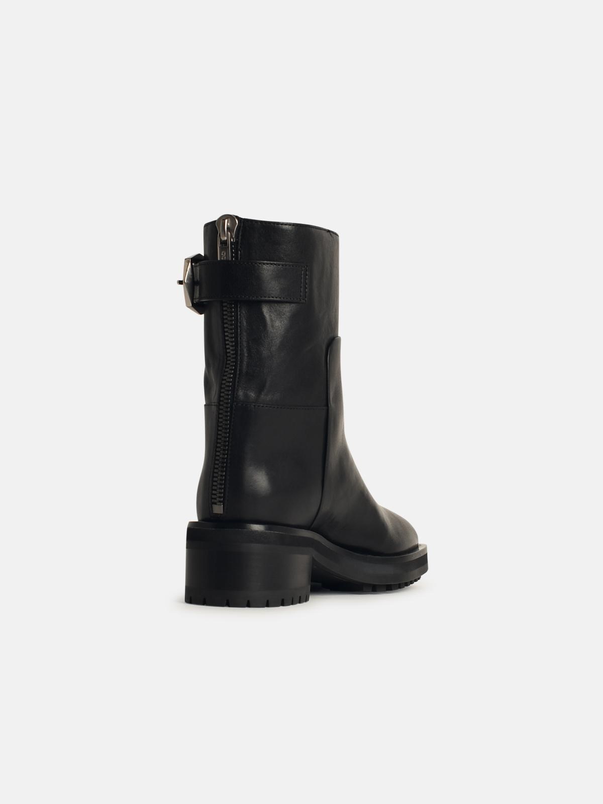 'BROOKLYN' BLACK LEATHER ANKLE BOOTS - 3