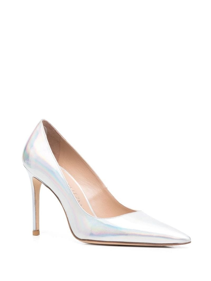 metallic-effect 95mm pointed pumps - 3