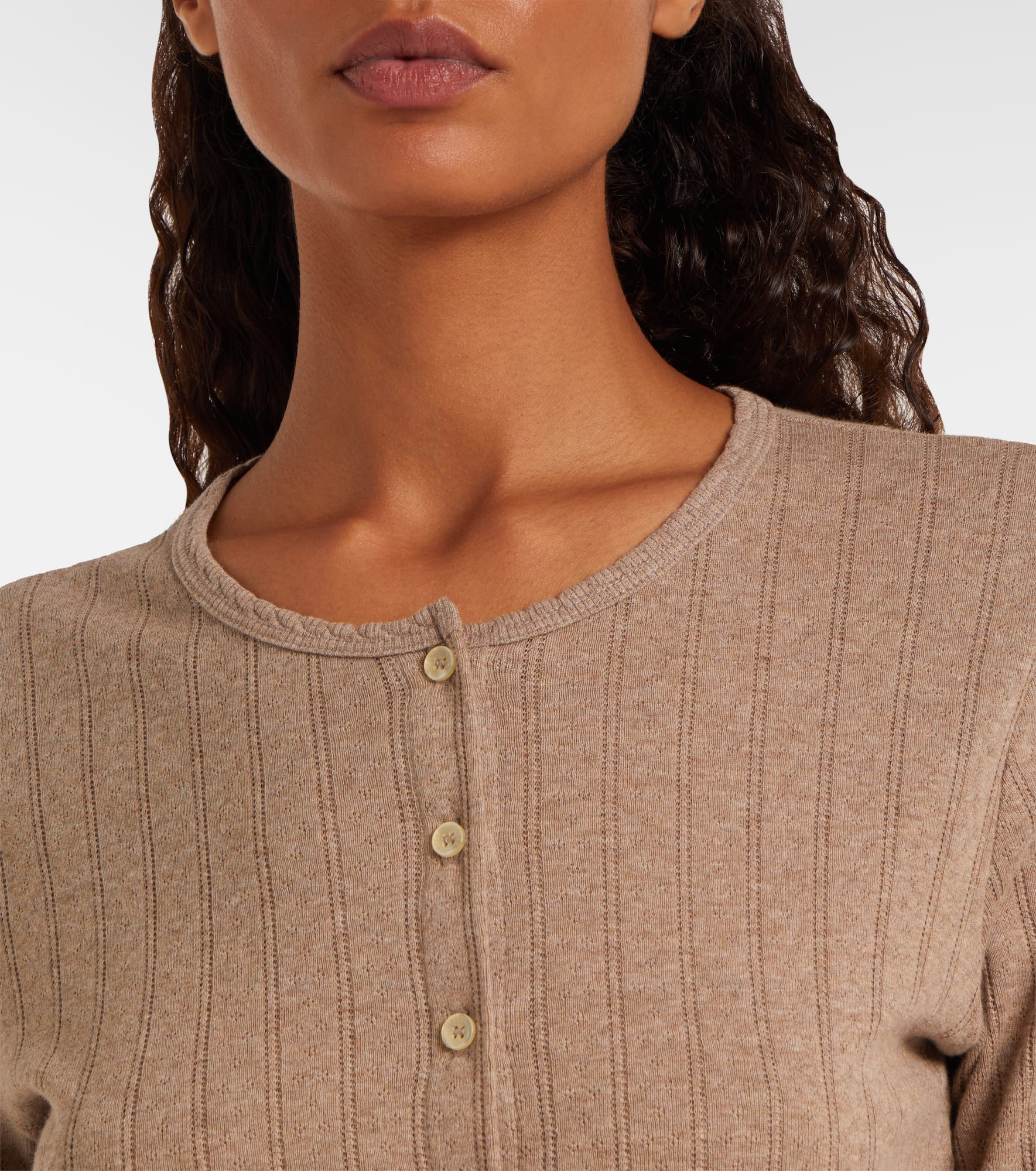 Cropped pointelle cotton cardigan - 4
