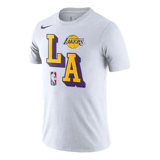 Nike NBA Dri-FIT Los Angeles Lakers Basketball Sports Round Neck Short Sleeve White DA6090-100 - 1