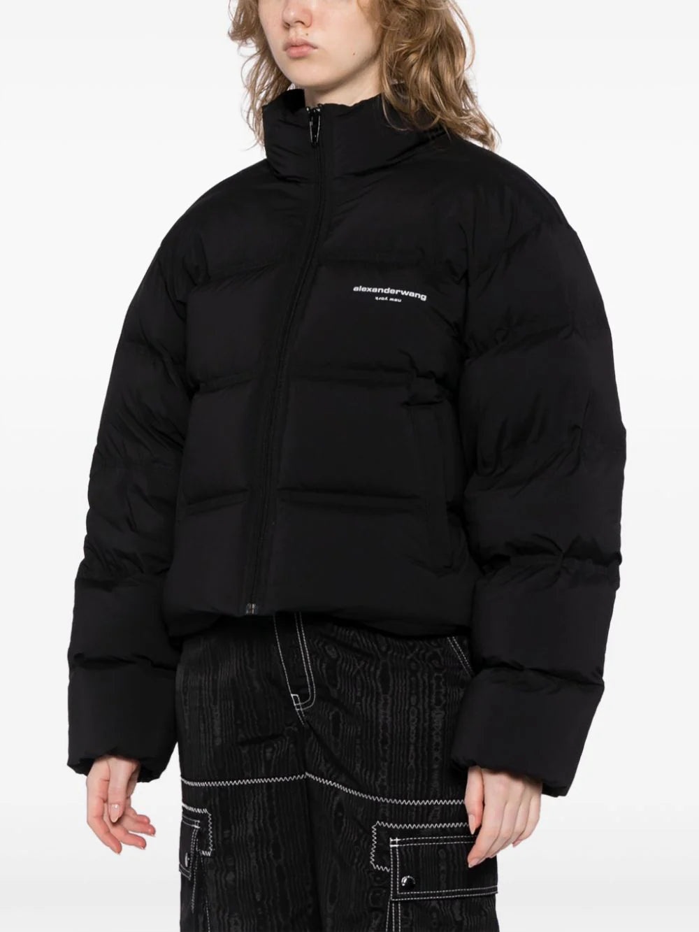 ALEXANDER WANG Women Jacquard Channel Cropped Puffer W/ Reflective Logo - 2