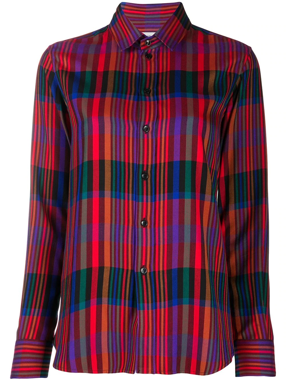 tartan check buttoned shirt - 1