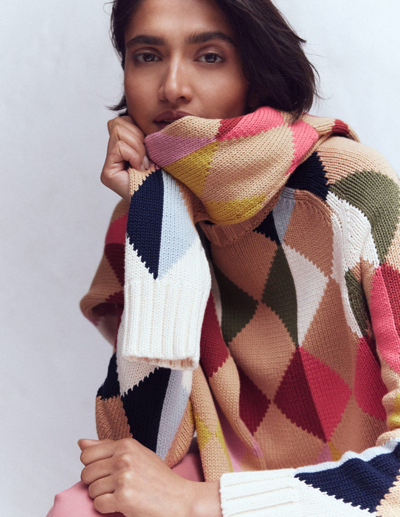 Camilla Cotton Argyle Sweater-Multi Argyle 5