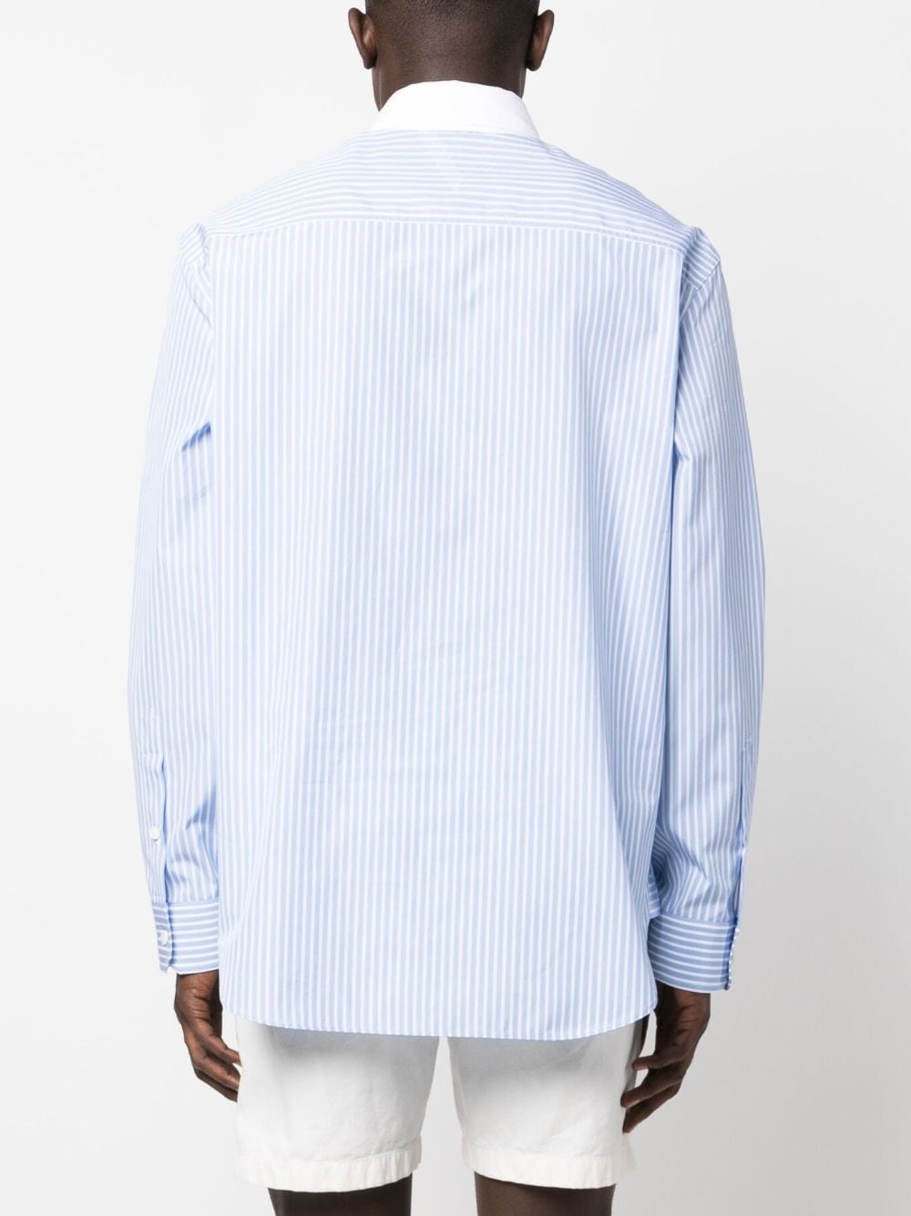 logo-print pinstripe cotton shirt - 4
