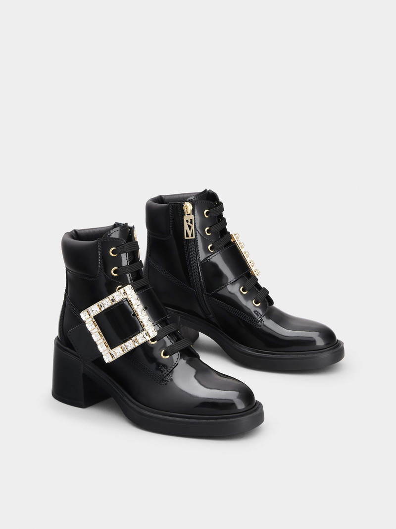Viv' Rangers Strass Buckle Ankle Boots in Leather 2
