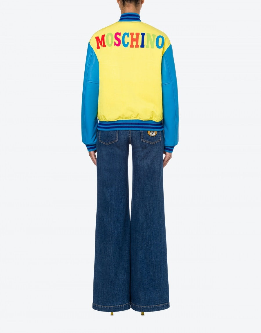 VARSITY TEDDY BEAR NYLON AND LEATHER BOMBER - 3