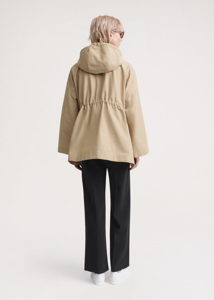 Hooded cotton-nylon parka trench beige - 4