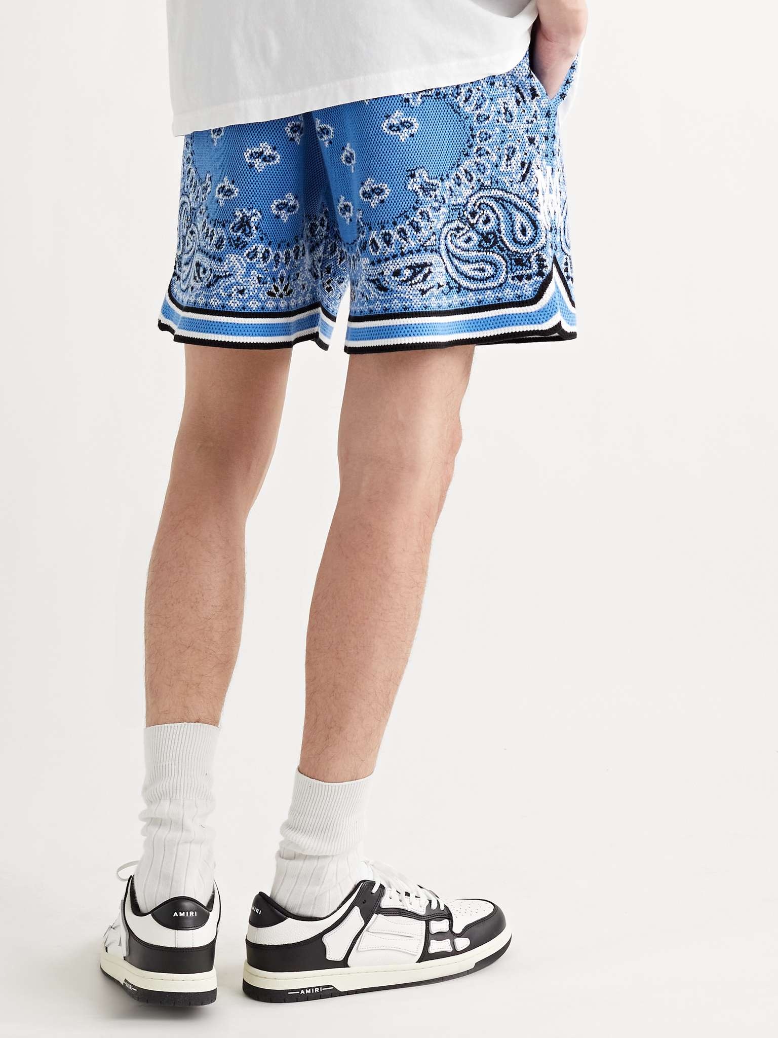 Bandana-Jacquard Cotton and Cashmere-Blend Drawstring Shorts - 4