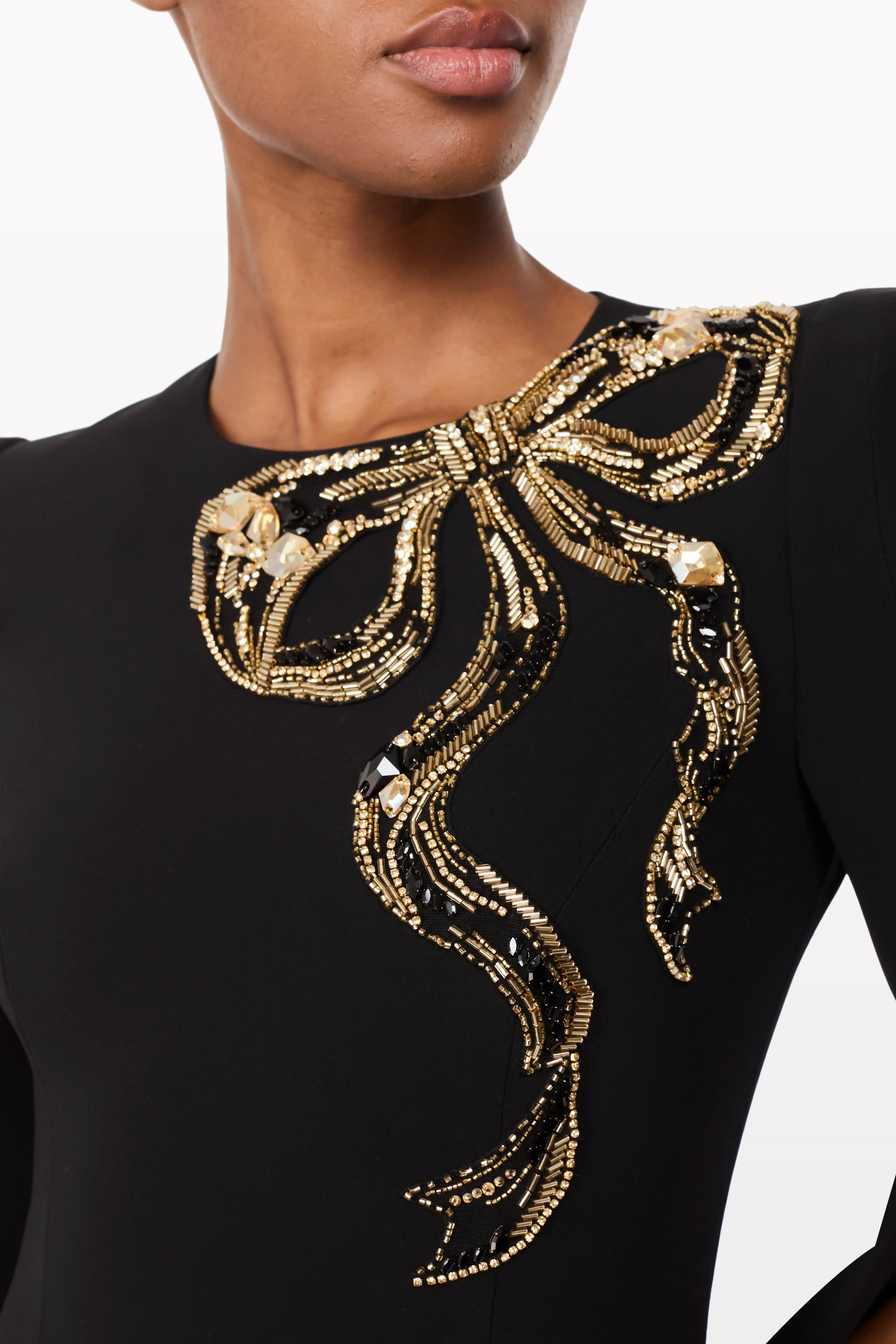 Jenny Packham Love Bow Split-sleeve Midi Dress in Liquorice at Nordstrom - 4