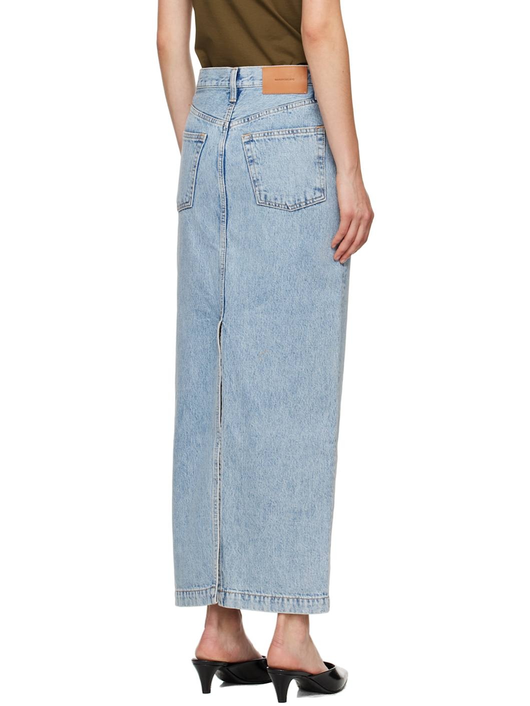 Blue Column Denim Maxi Skirt - 3