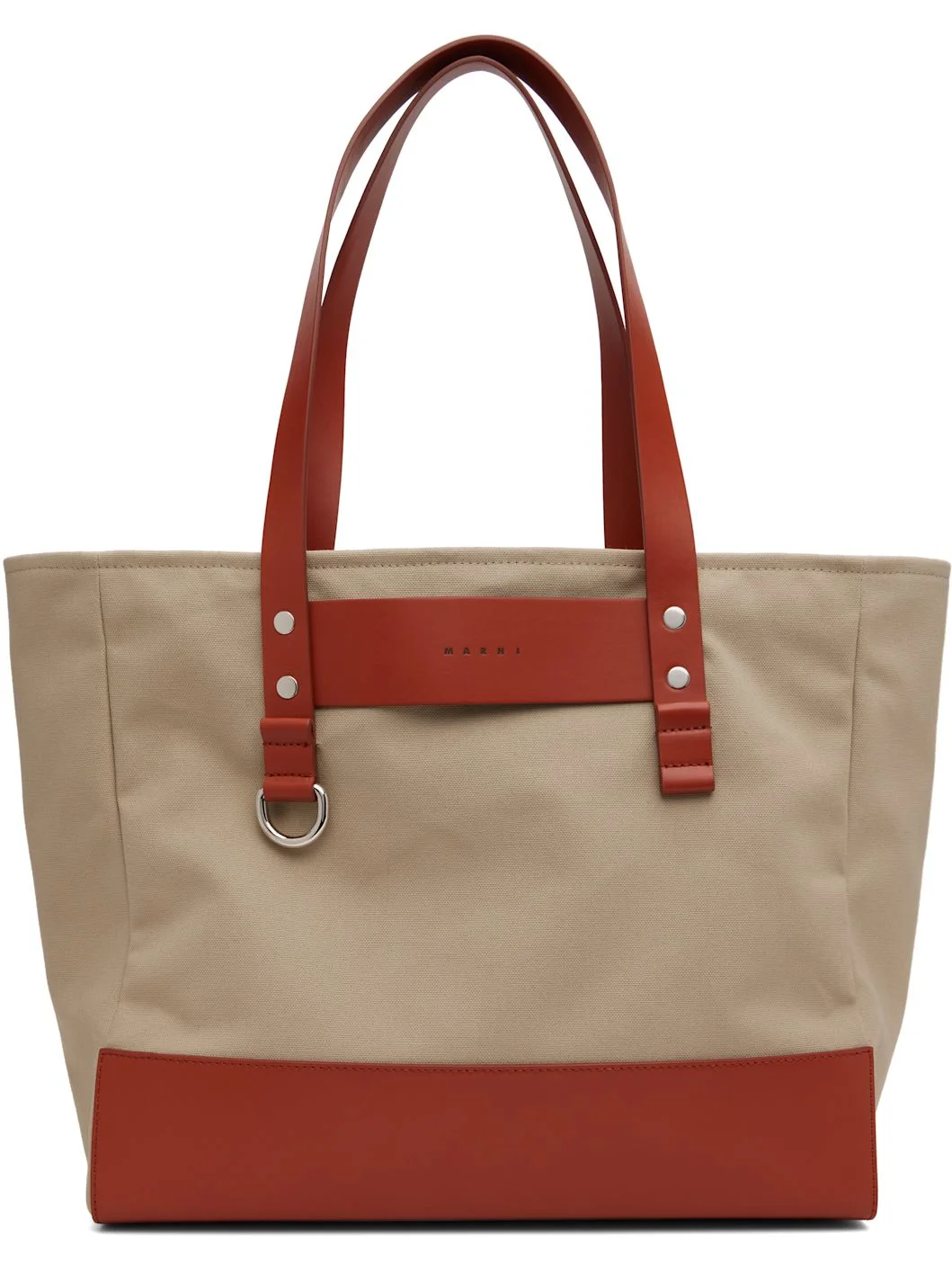 Beige & Orange Canvas Tote - 1