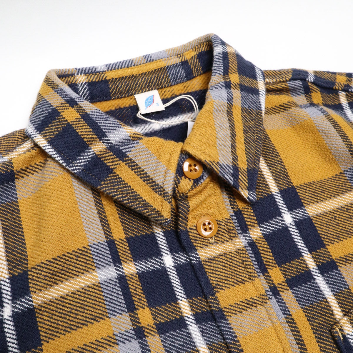 2222-CA Raised Surface Check Double Pocket Shirt Camel - 2