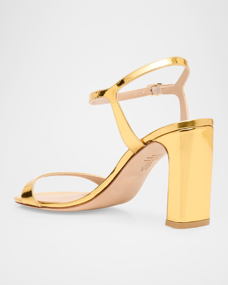 85mm Babette Metallic Leather Ankle-Strap Sandals 4