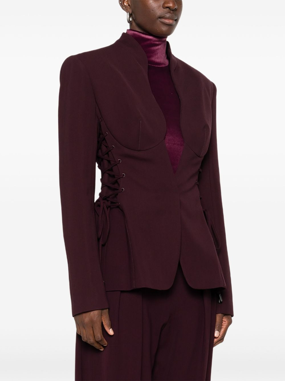 sculptural lace-up jacket - 3