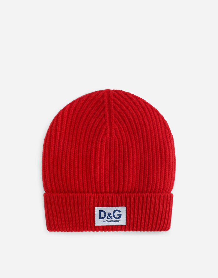 Knit cashmere hat with D&G patch - 1