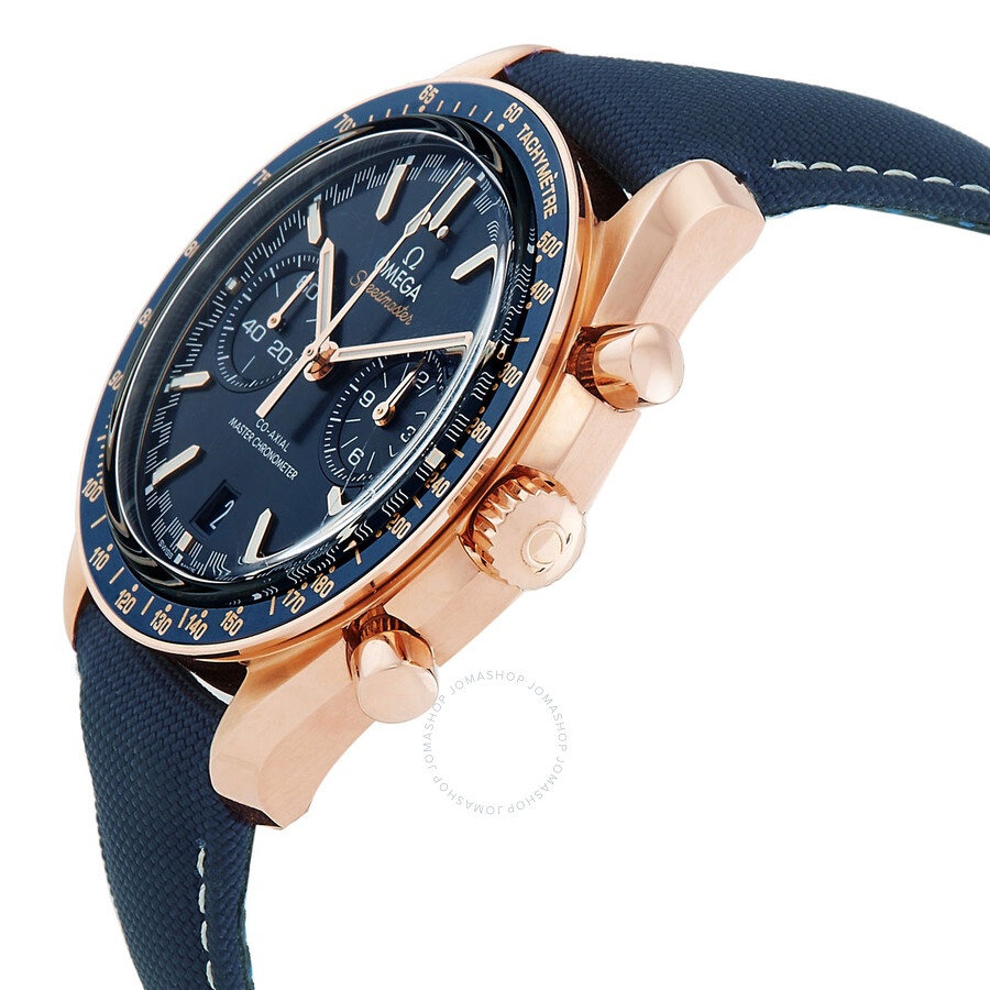 Pre-owned Omega Speedmaster Racing Chronograph Automatic 18kt Sedna Gold Blue Dial Men's Watch 329.5 - 2