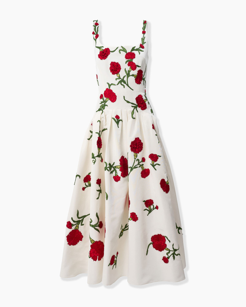 Carnation-Embroidered Drop Waist Dress 1