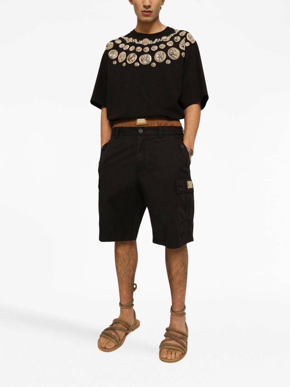 logo-plaque cargo shorts - 5