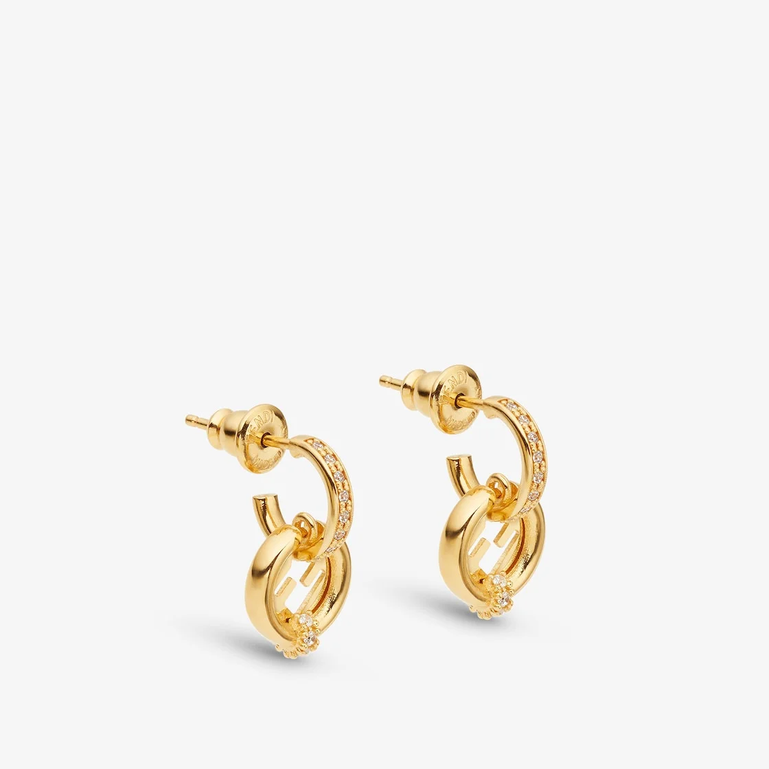EverRound Fendi Earrings Gold-color metal and crystal earrings - 1