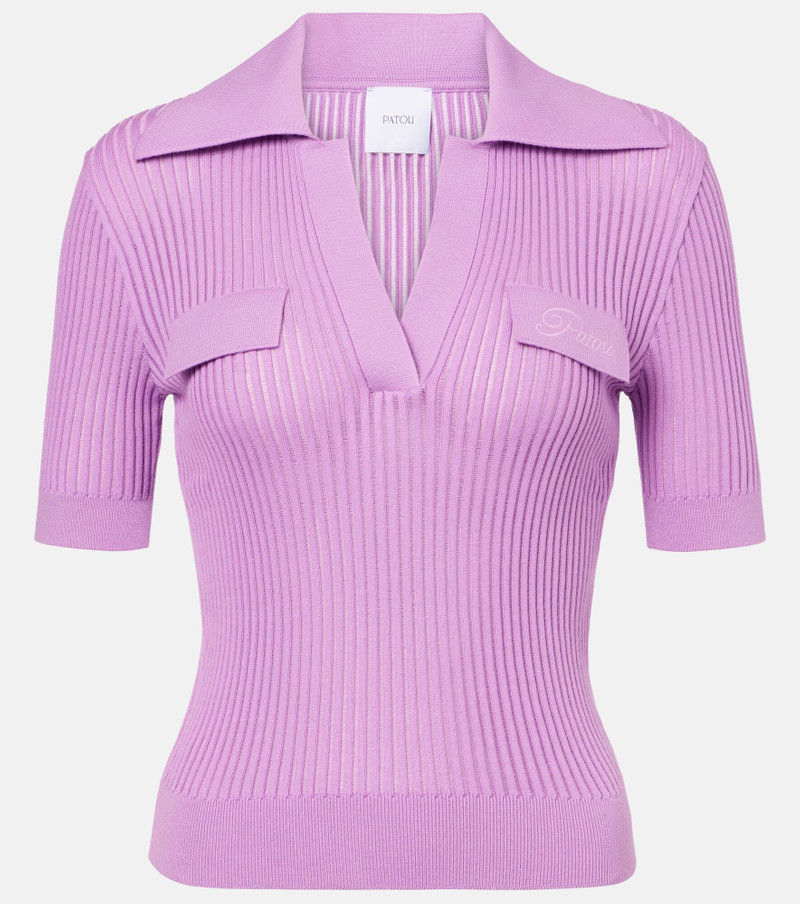 Ribbed-knit cotton polo shirt 1