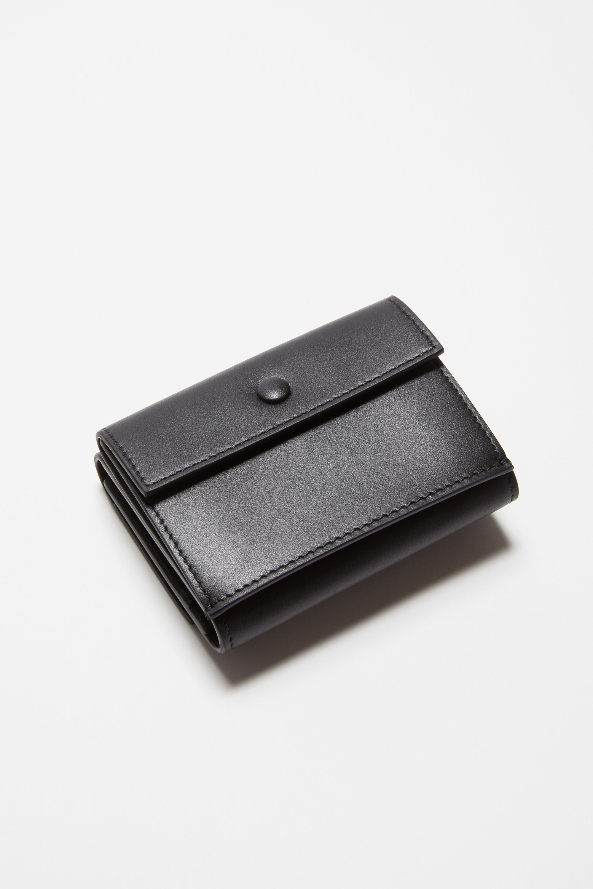 Trifold leather wallet - Black - 4