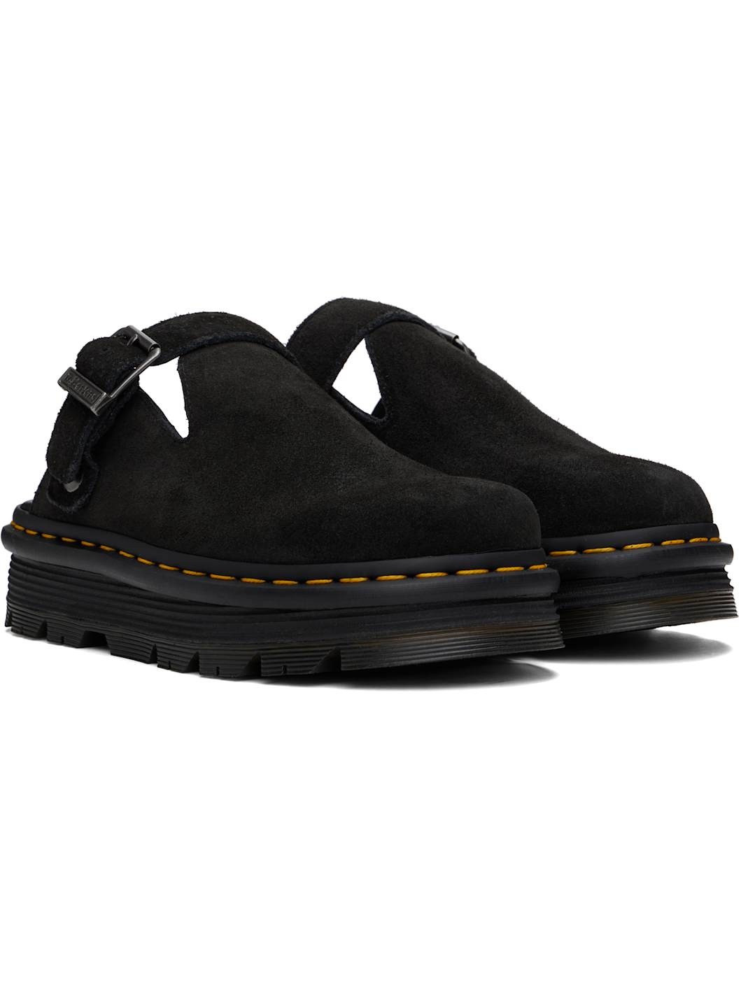 Black Zebzag Suede Slingback Platform Mules - 4
