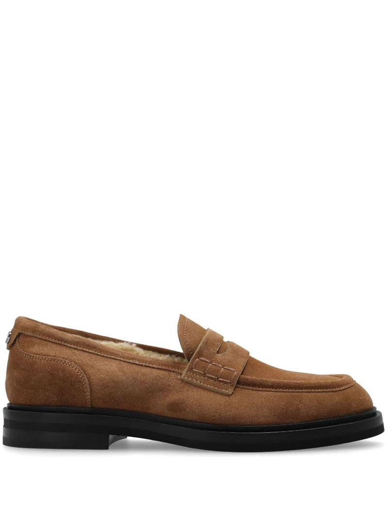 logo-plaque suede loafers 1