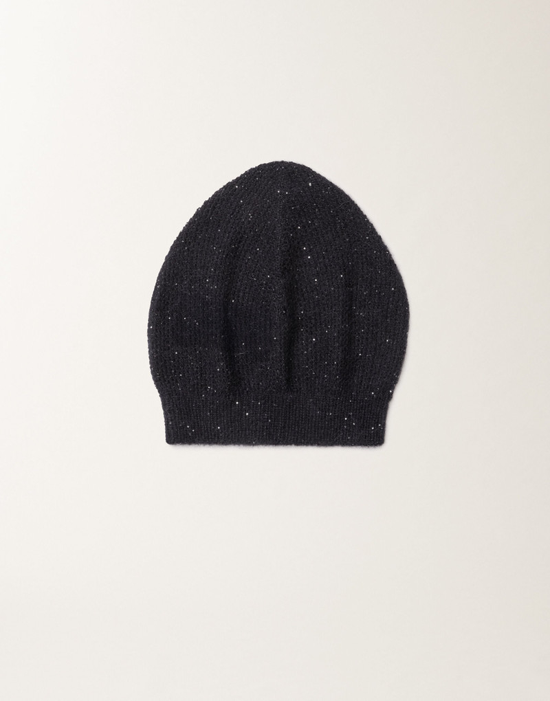 Mohair beanie with micro sequins 1