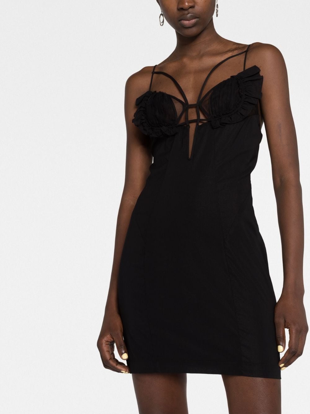 Amfar tulle-panelled cutout minidress - 5