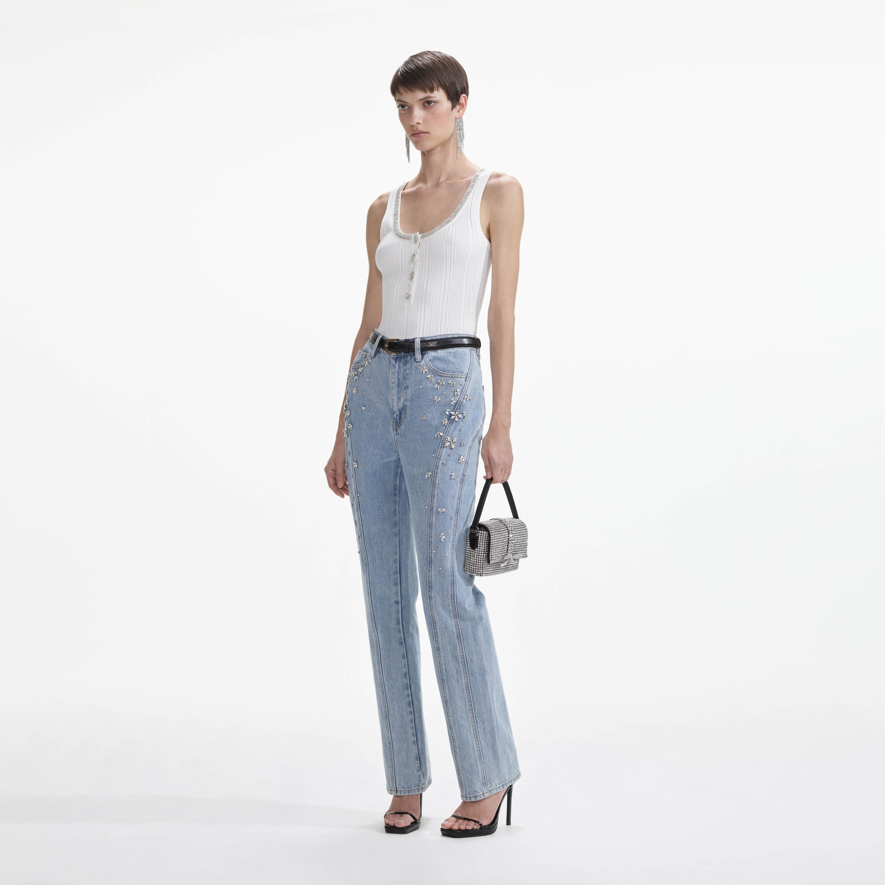 Crystal Embellished Denim Jeans - 2