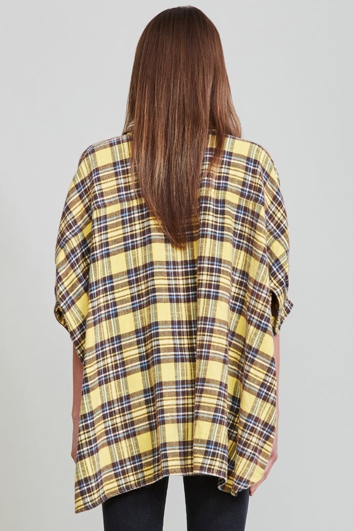 Plaid Oversized Boxy Shirtdress - Yellow Plaid | R13 Denim Official Site - 3