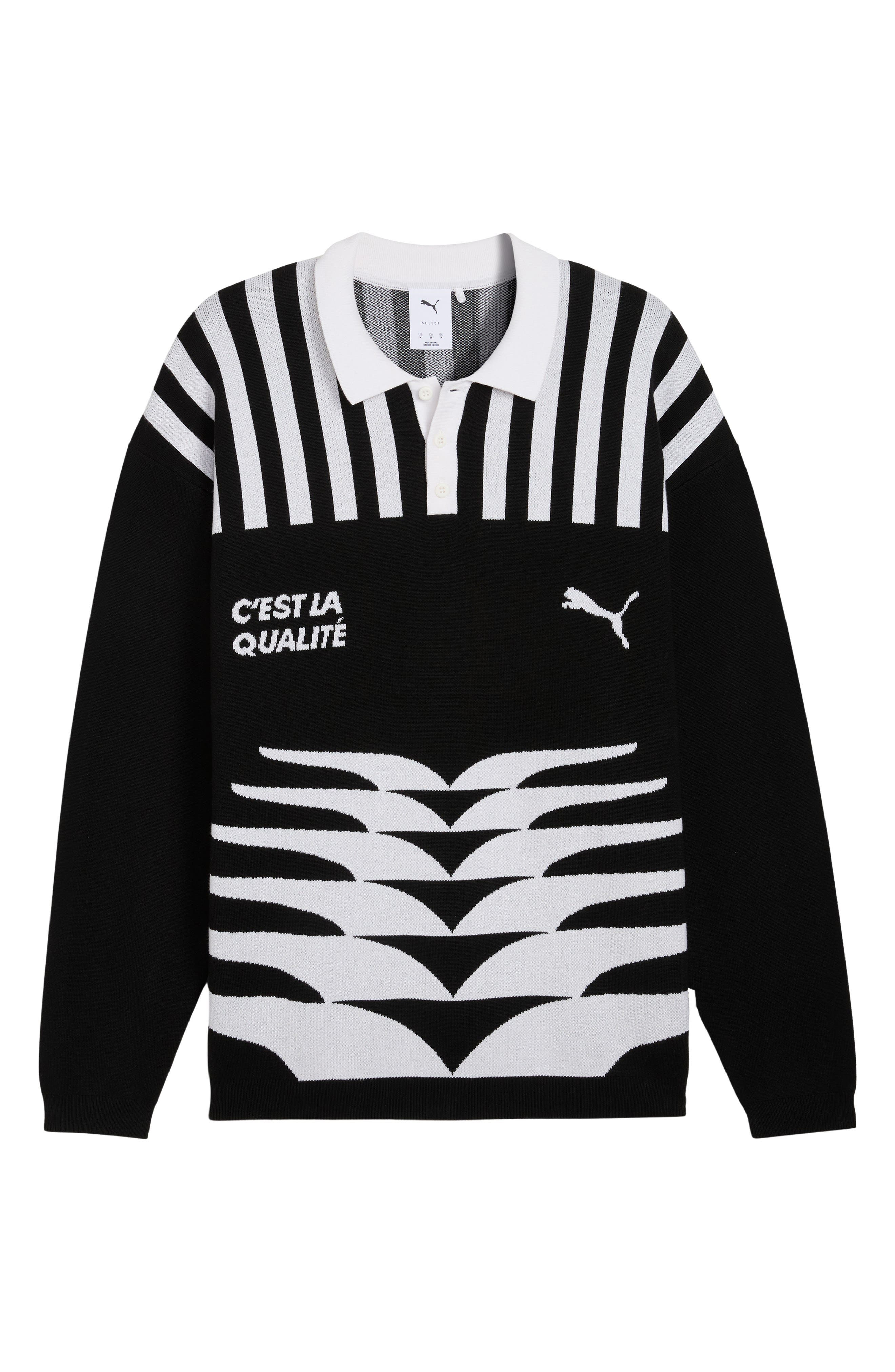 PUMA The NeverWorn VI Knit Polo Sweater in Puma Black at Nordstrom - 4
