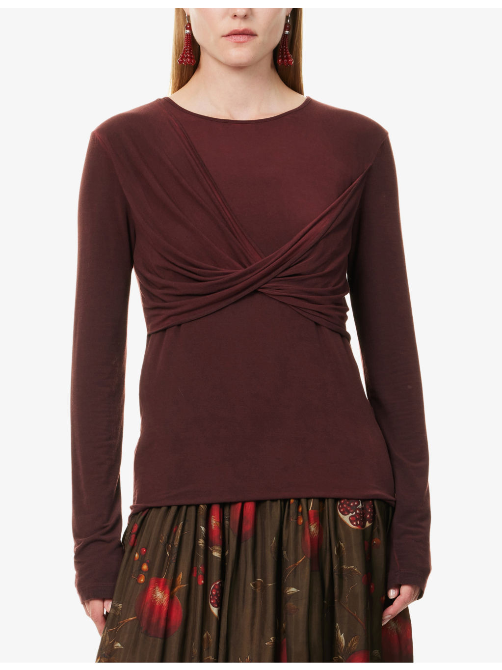 Twist Long-Sleeves Stretch-Woven Top - 3