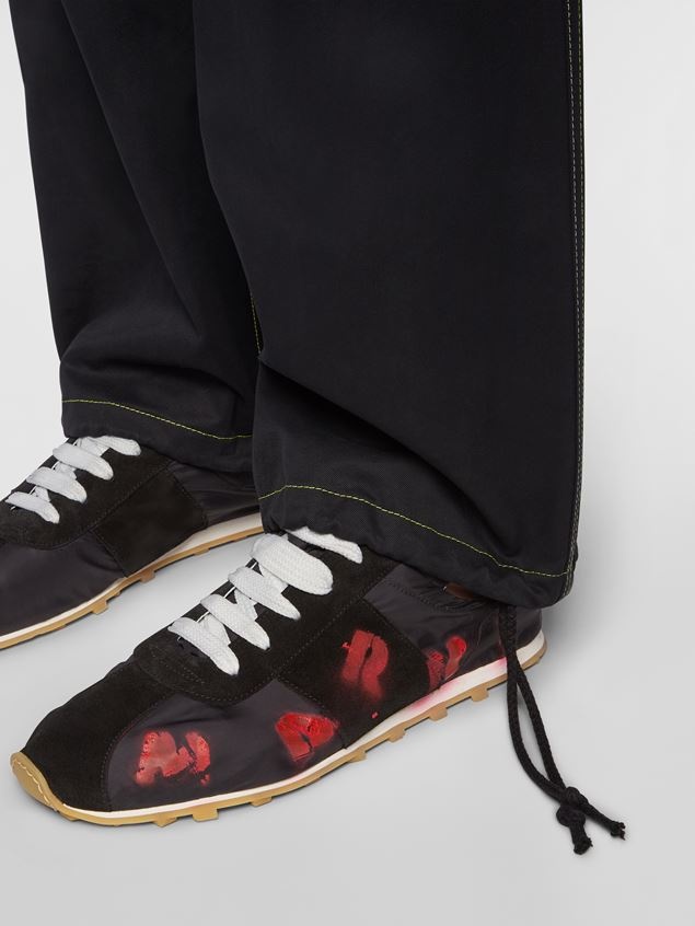 COTTON TWILL TROUSERS WITH DRAWSTRING BOTTOM - 4