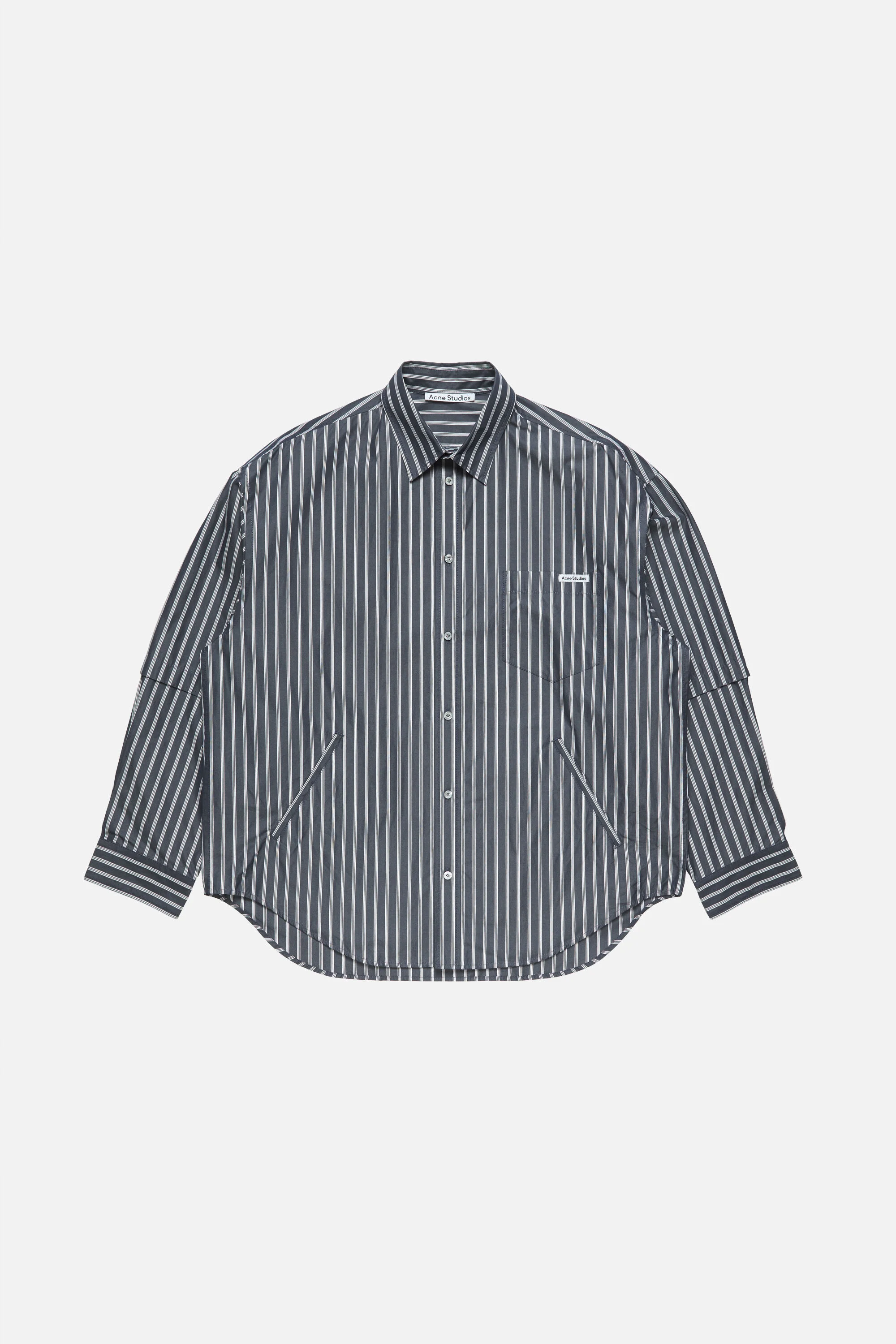 Double-sleeve striped shirt - Blue/white - 1