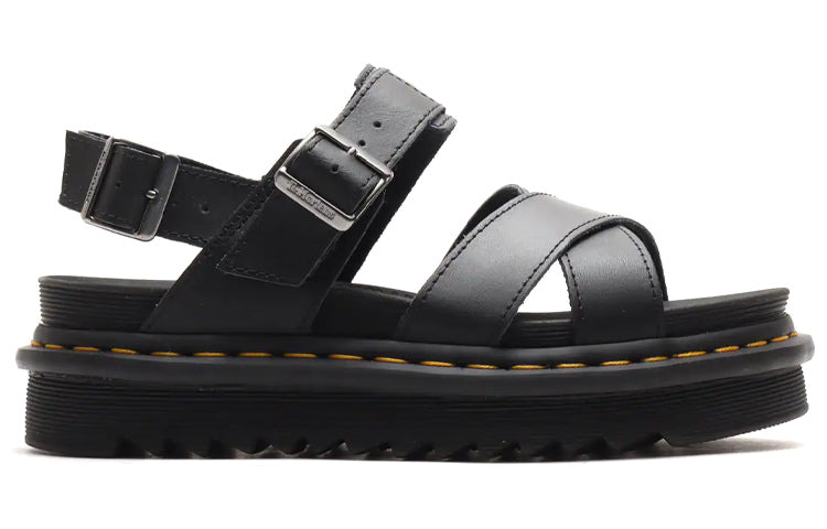 (WMNS) Dr.Martens Voss II Leather Strap Sandals 'Black' 26799001 - 2