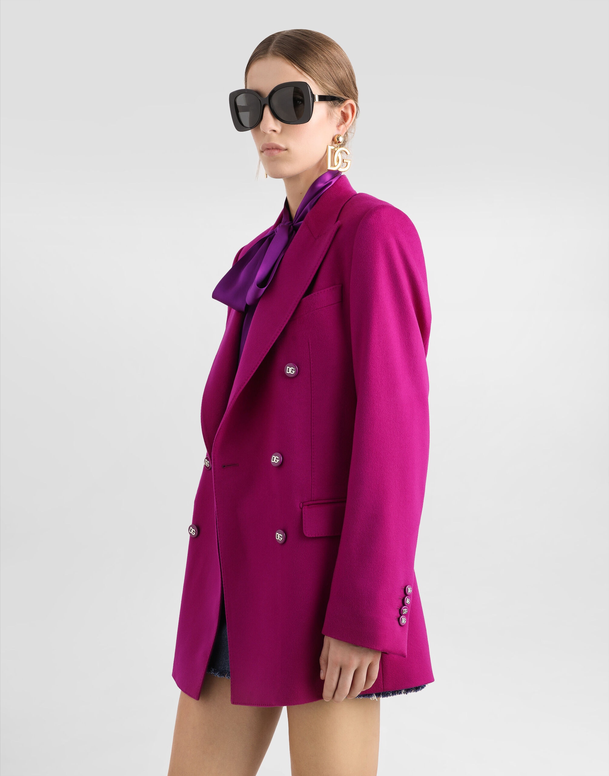 Oversize double-breasted cashmere jacket - 4