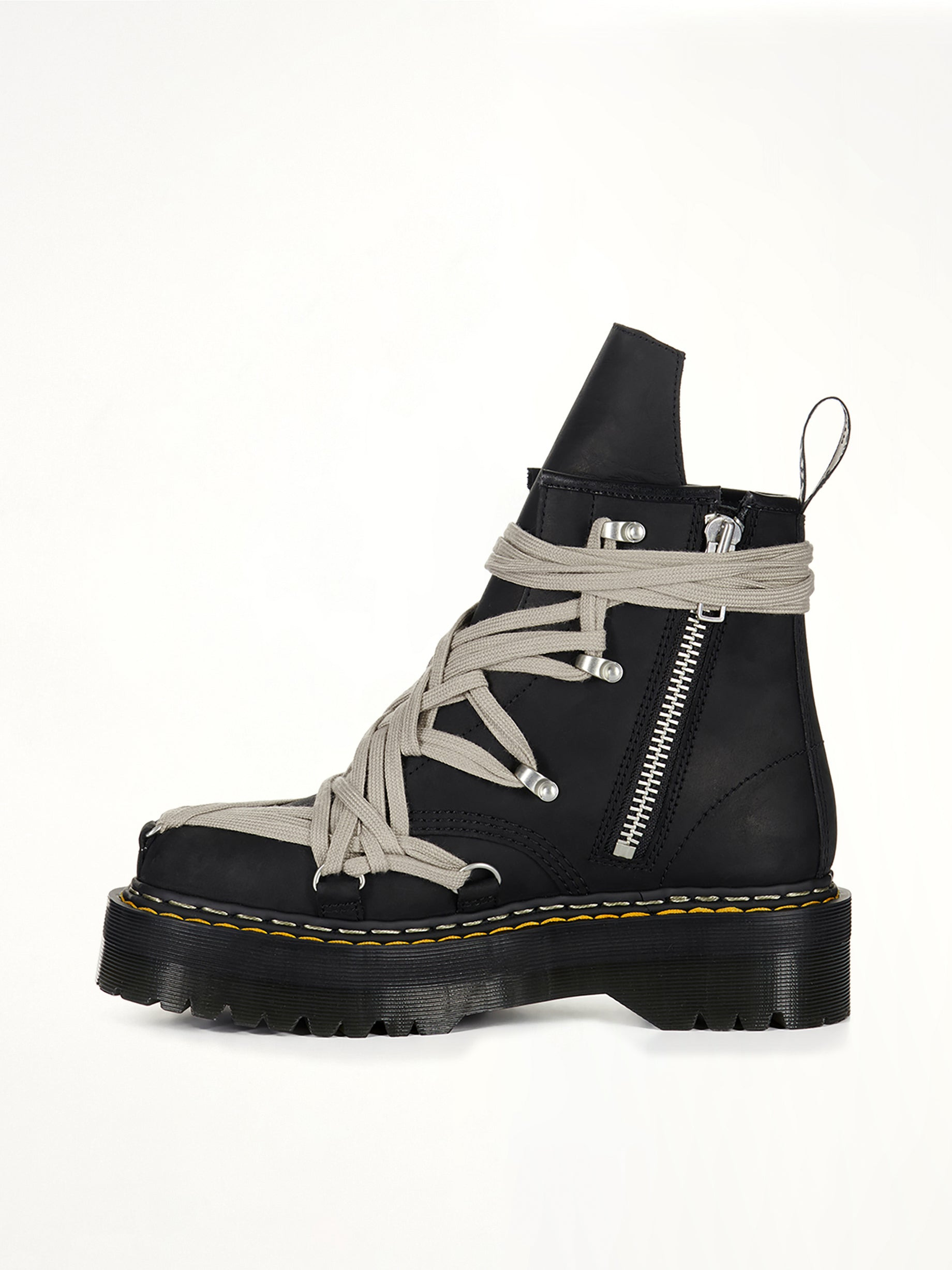 Rick Owens x Dr. Martens 1460 Quad Sole Megalace Boots in Black - 4
