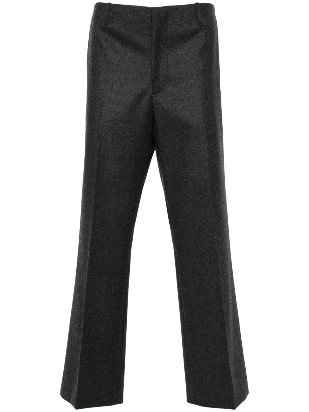 flannel wool straight-leg trousers - 1