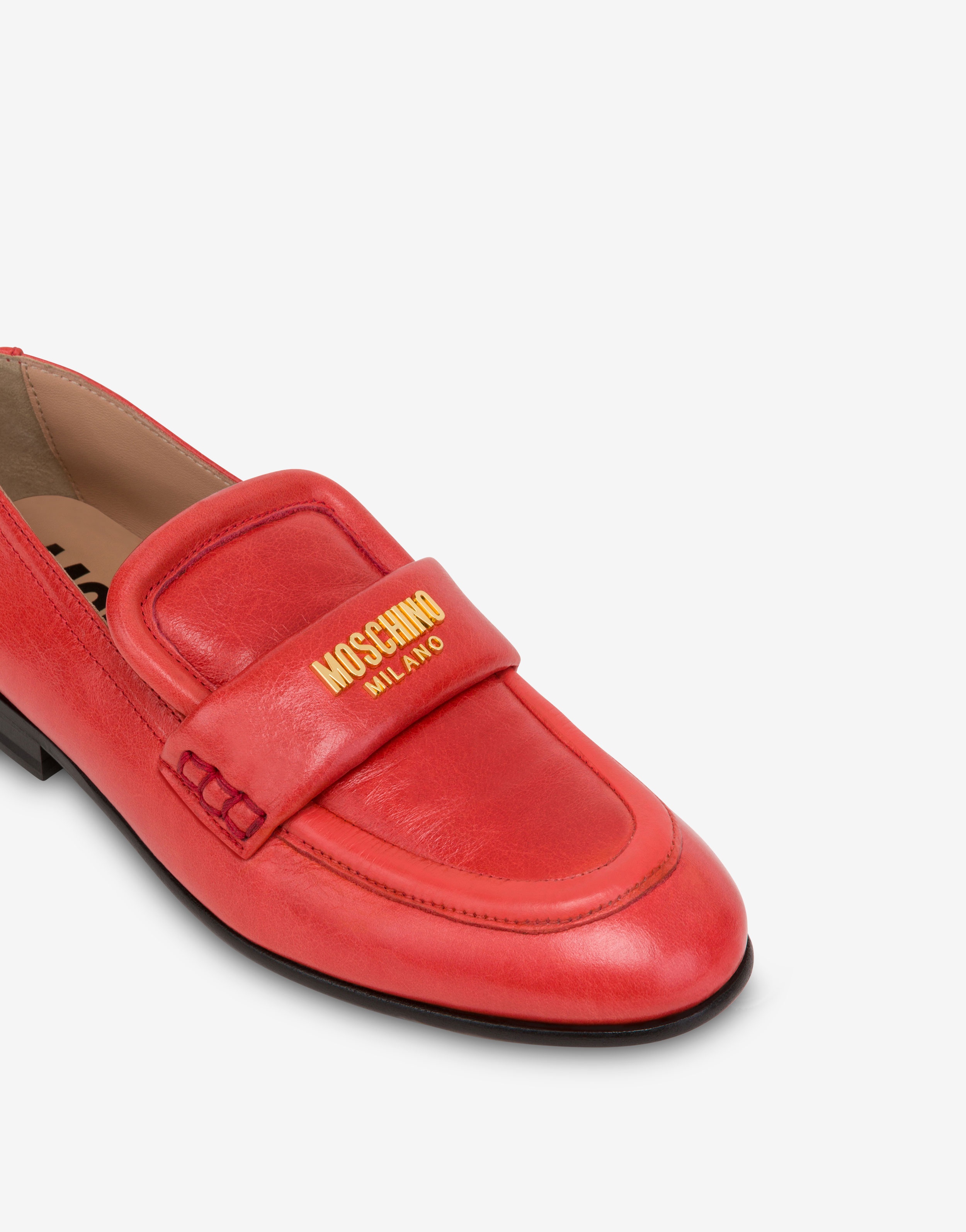 METAL LOGO SHINY CALFSKIN LOAFERS - 4