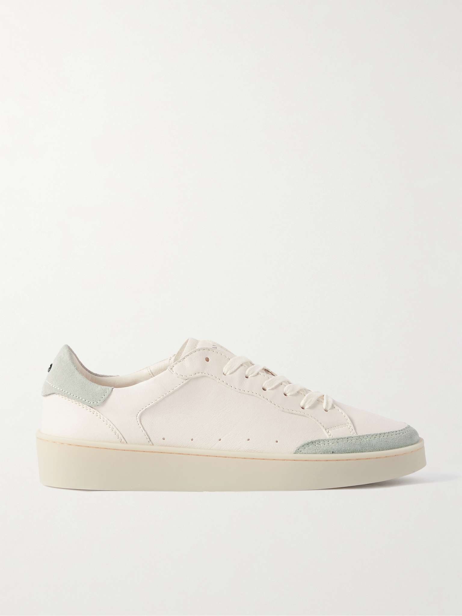 Suede-Trimmed Leather Sneakers - 1