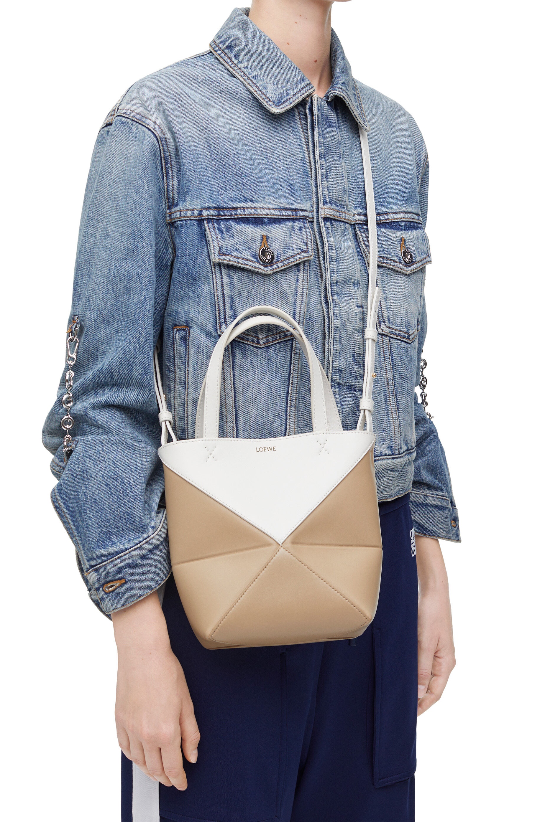 Mini Puzzle Fold Tote in shiny calfskin - 4